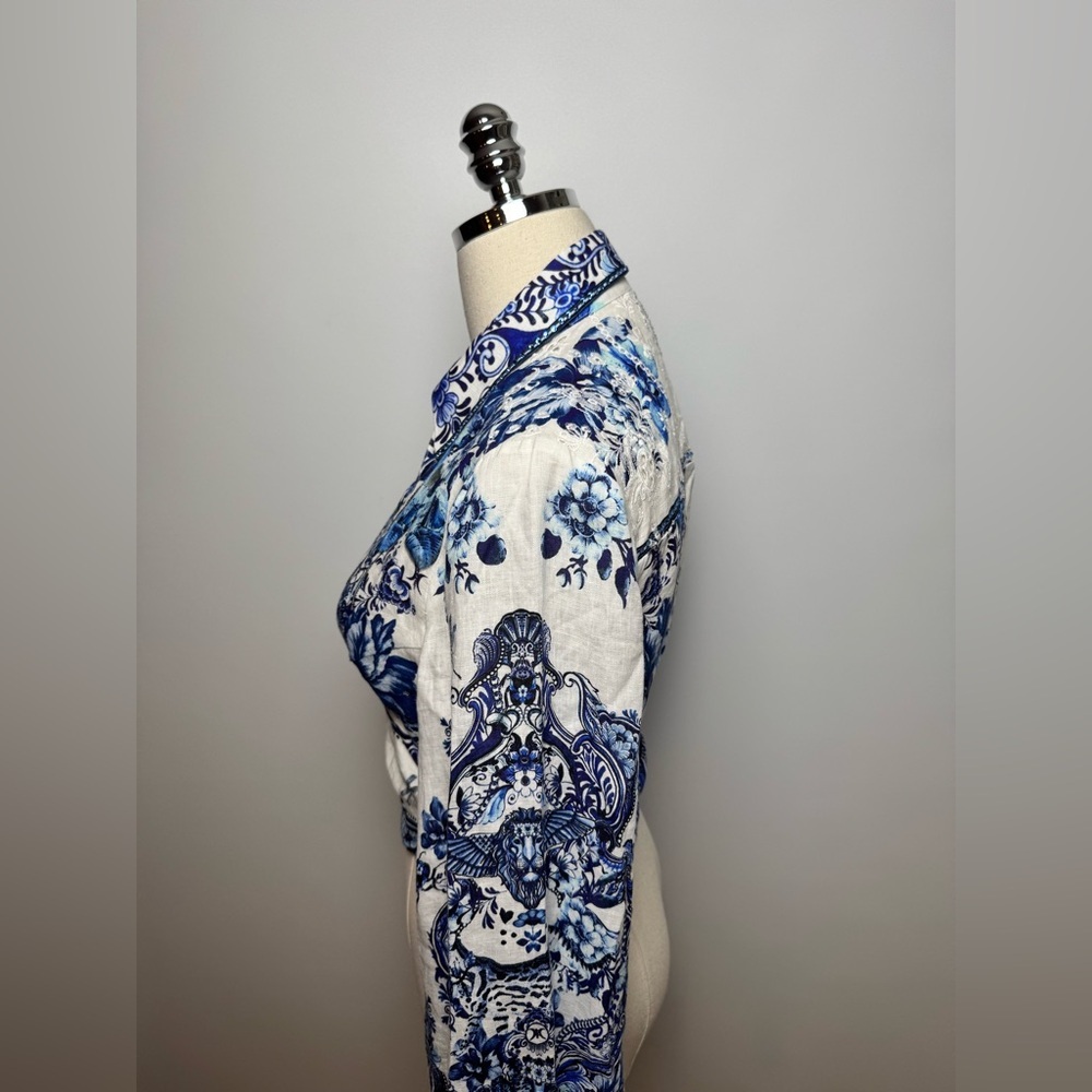 Camilla Cropped Wrap Shirt With Borderie Yoke Size XS - Picture 8 of 13